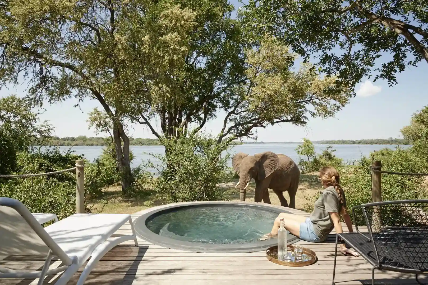 Zambezi River Lodge Elephant Pool Encounter